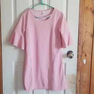 Pink ruffle sleeve dress